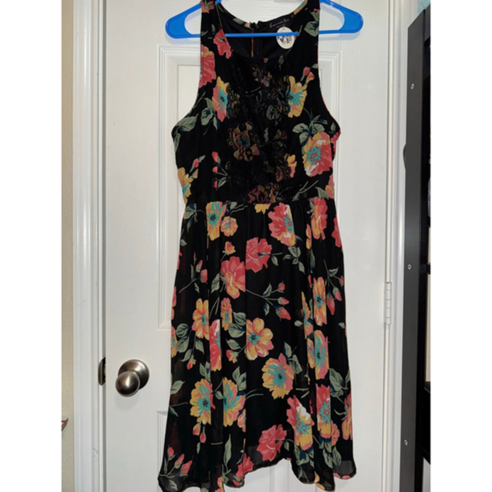 Women's Savannah Rae Black Floral Lace Mini Dress L​